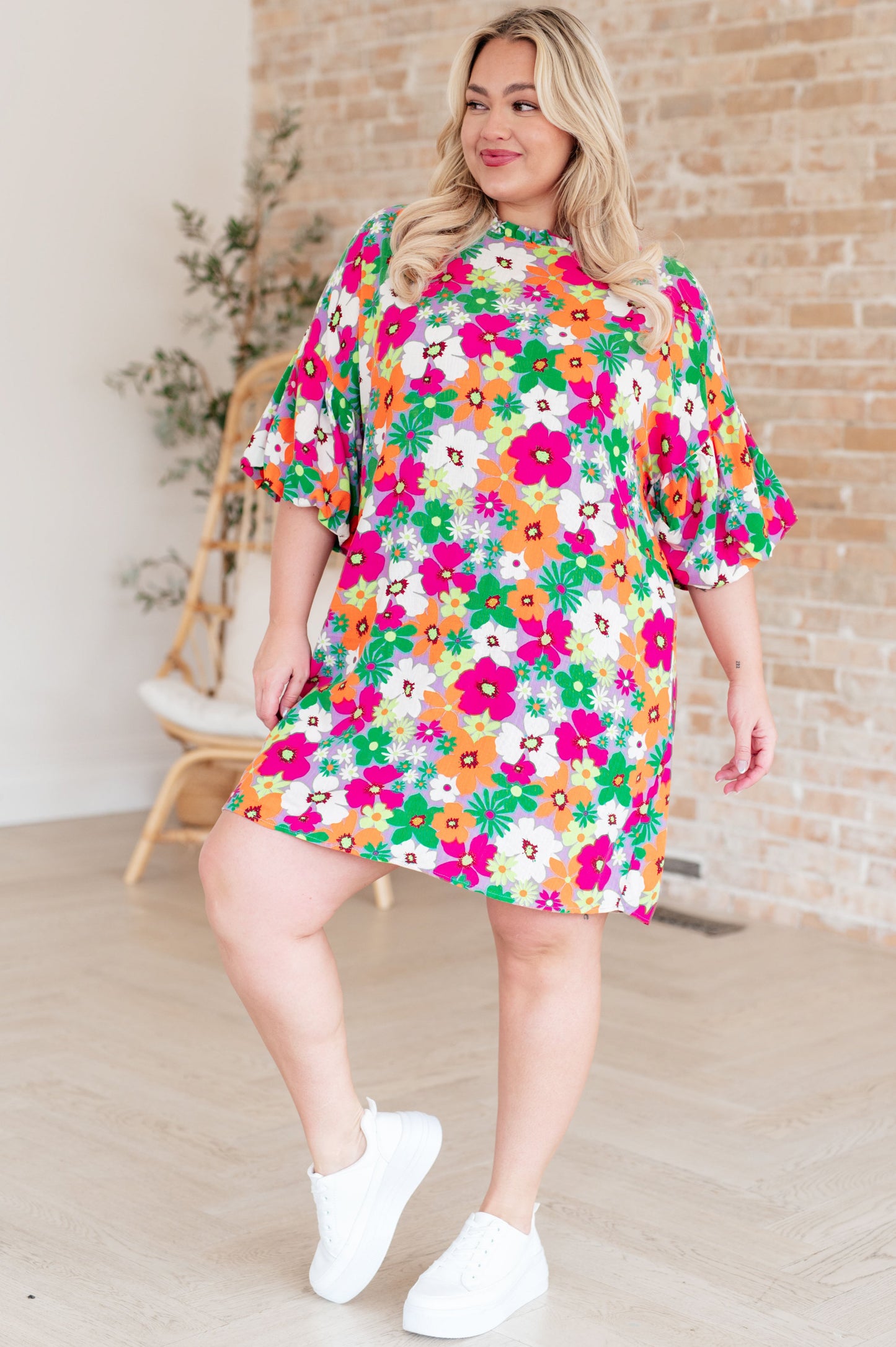 No Garden, No Problem Bubble Sleeve Dress - GeeGee
