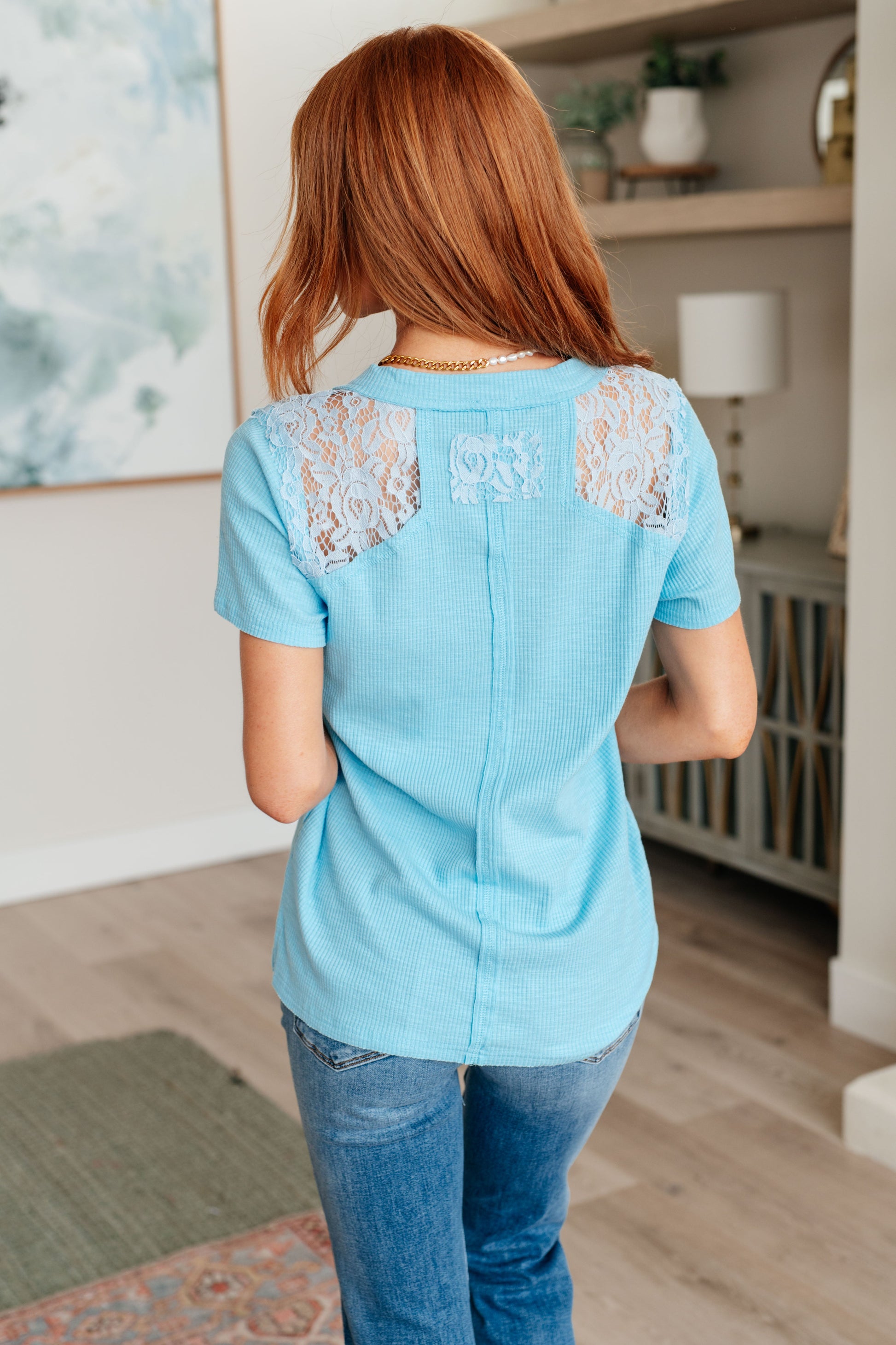 Only Happy When it Rains Lace Detail Top - POL