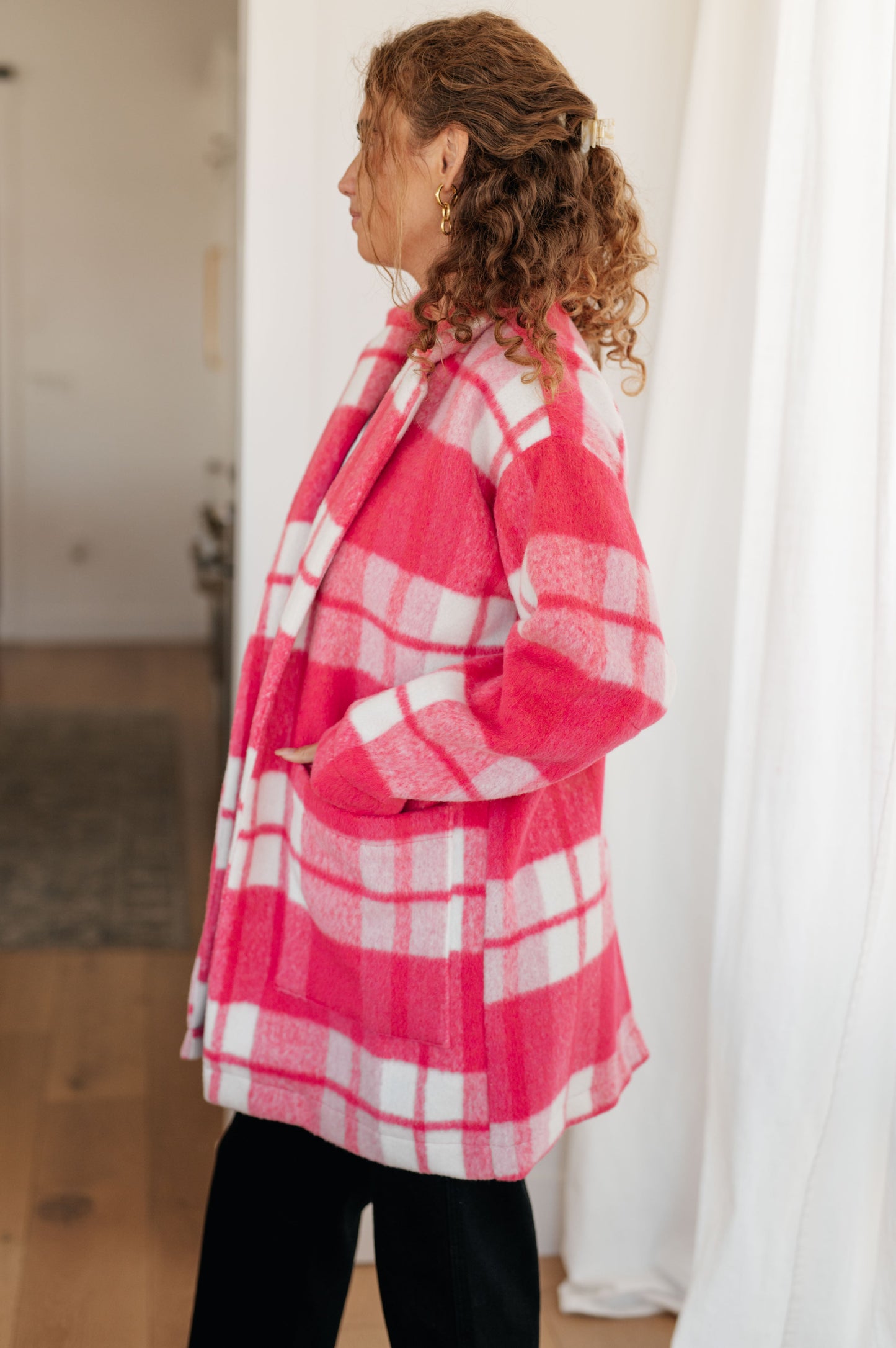 Passion in Plaid Coat in Pink- Davi & Dani