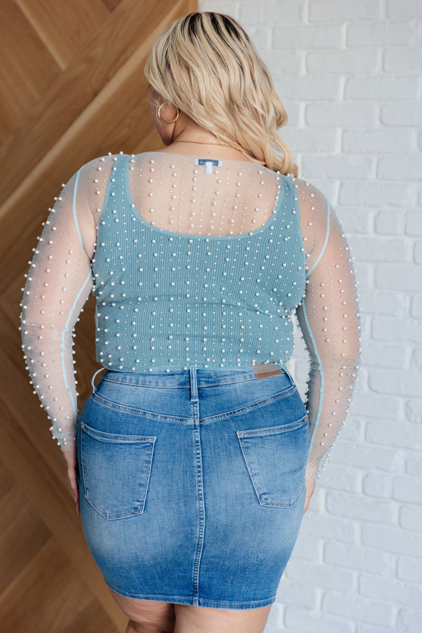 Pearl Diver Layering Top in Light Cyan - White Birch