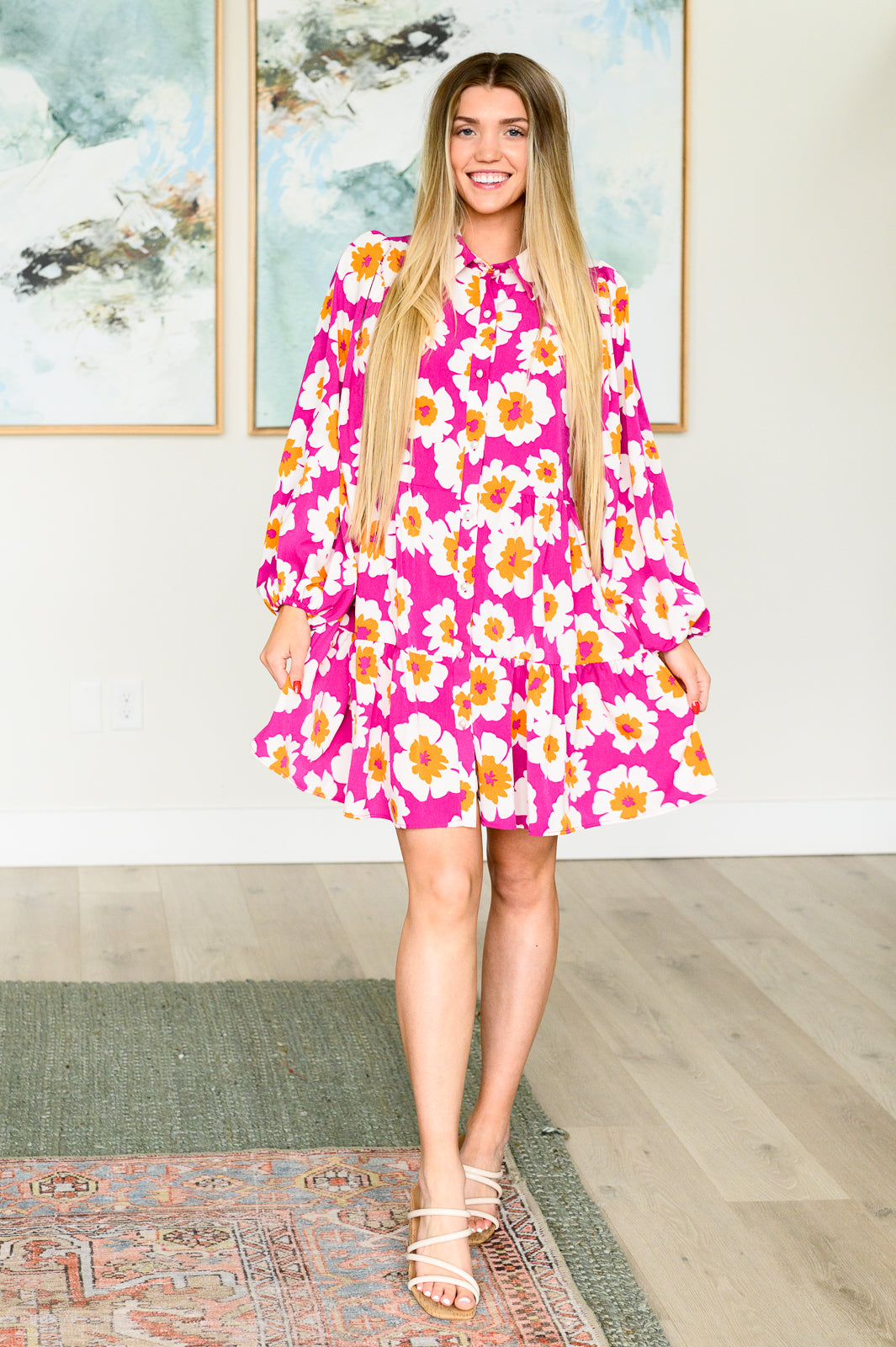 Magnificently Mod Floral Shirt Dress - GeeGee