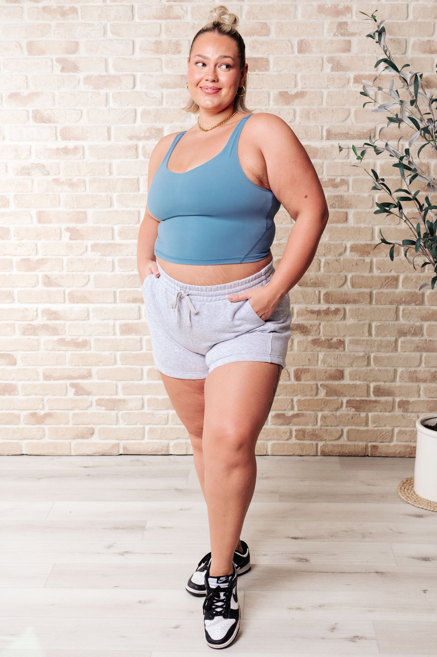 Rhythm and Rhyme Tank in Dusty Blue - Rae Mode