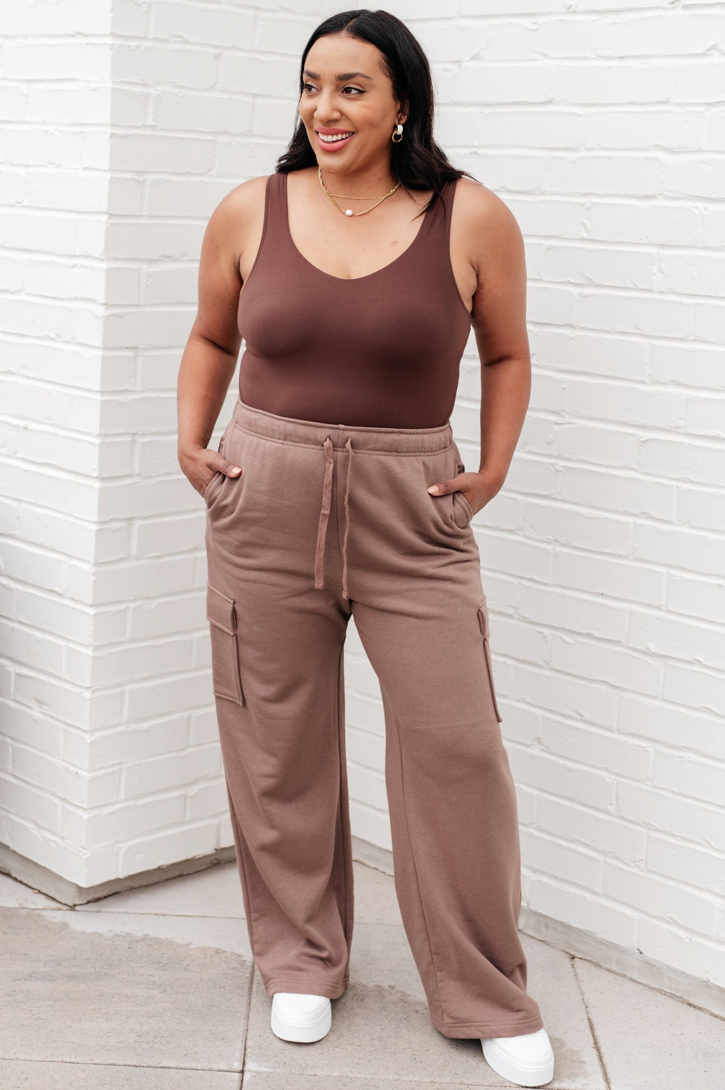 Run, Don't Walk Cargo Sweatpants in Smokey Brown - Rae Mode