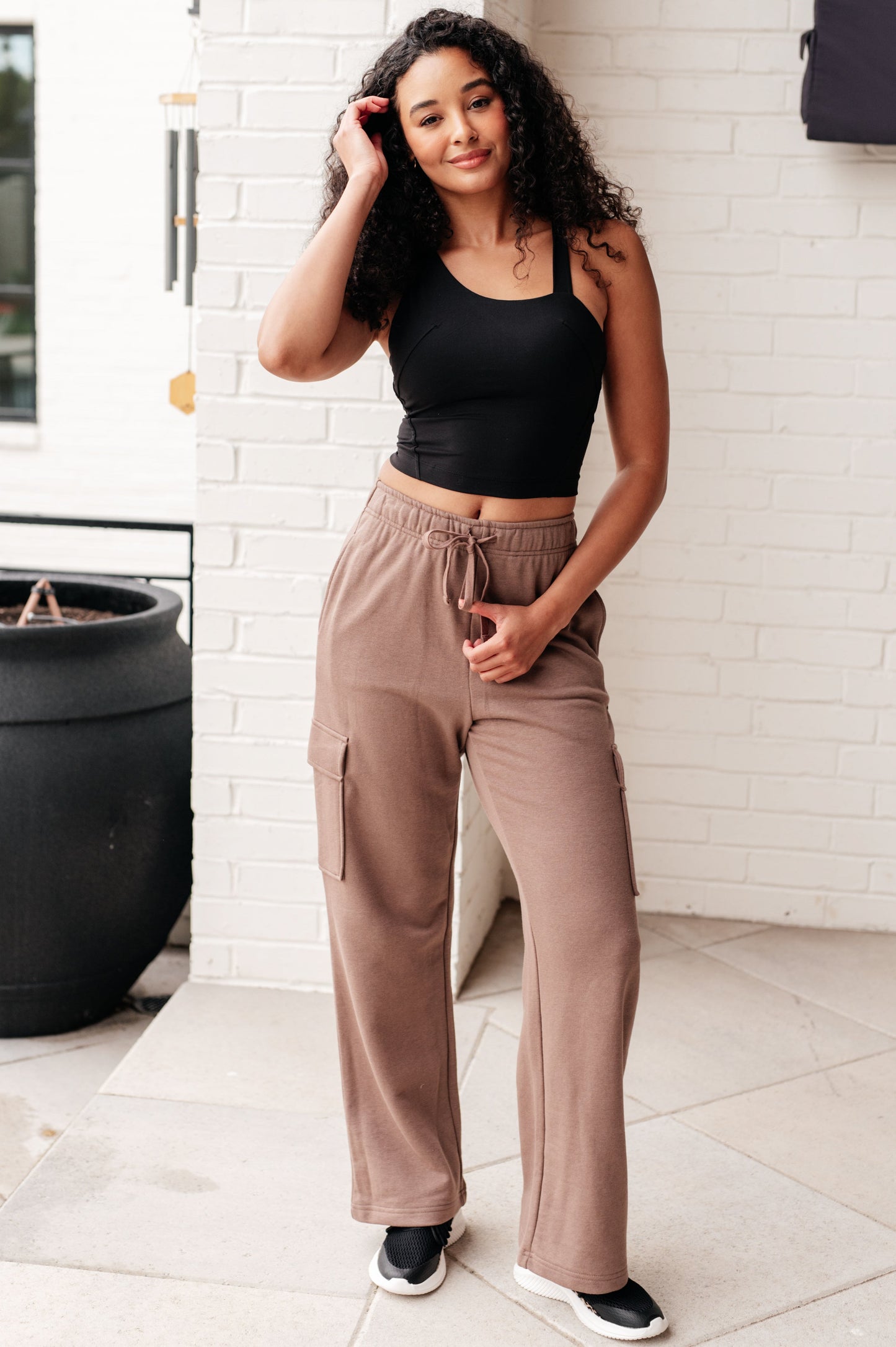 Run, Don't Walk Cargo Sweatpants in Smokey Brown - Rae Mode