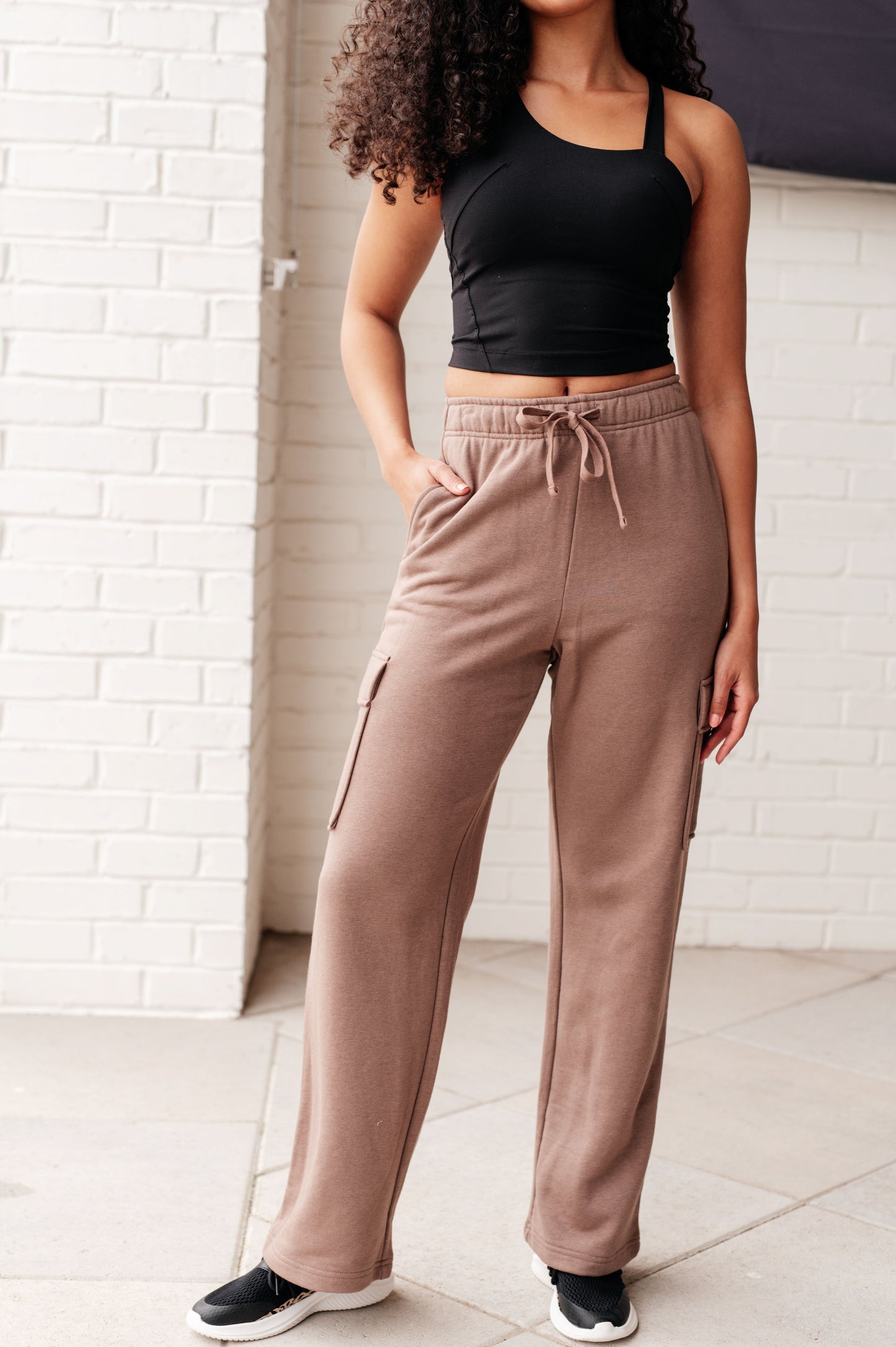 Run, Don't Walk Cargo Sweatpants in Smokey Brown - Rae Mode