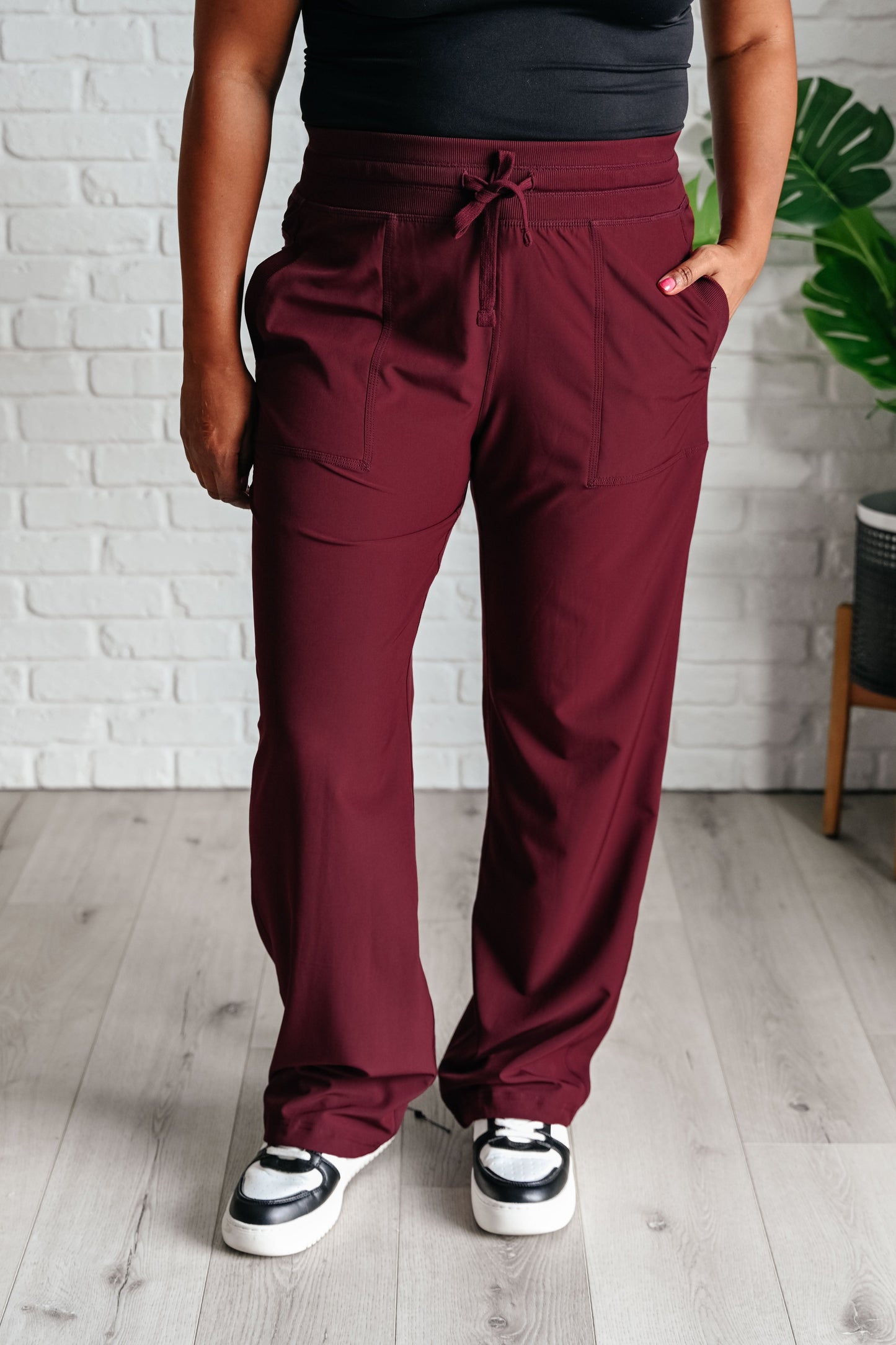 Runner's High Drawstring Joggers in Red Merlot - Rae Mode