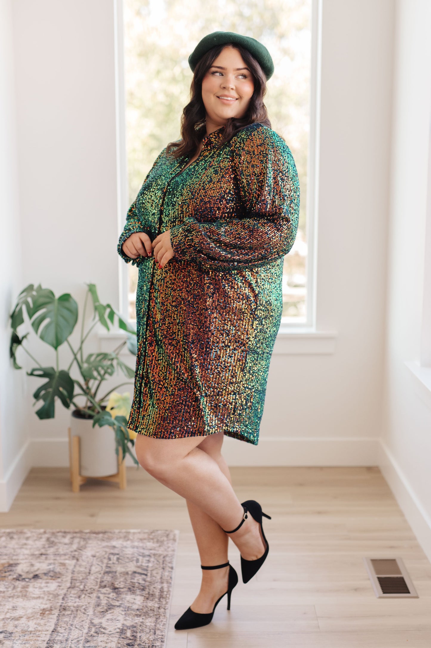 Shimmering Splendor Sequin Shirt Dress - Jodifl