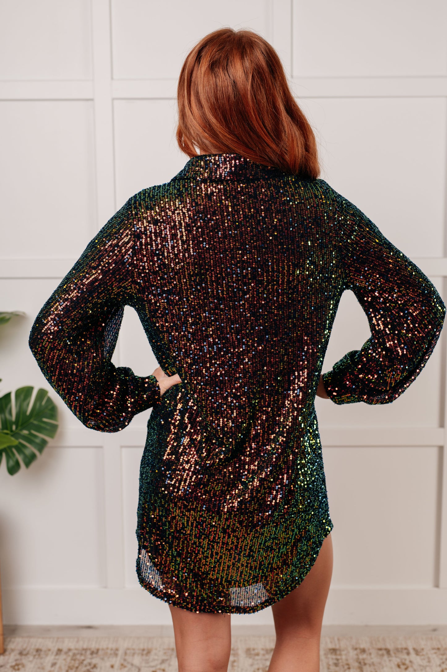 Shimmering Splendor Sequin Shirt Dress - Jodifl