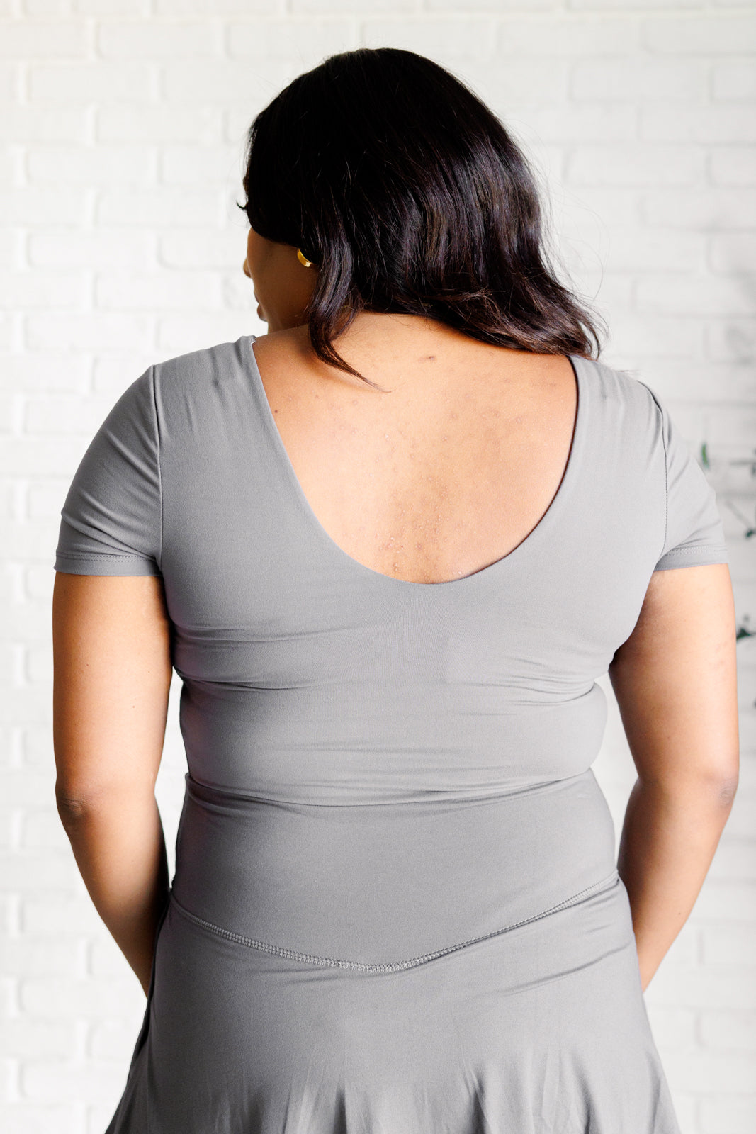 They're Not Like Us Square Neck Bodysuit in Titanium - Rae Mode