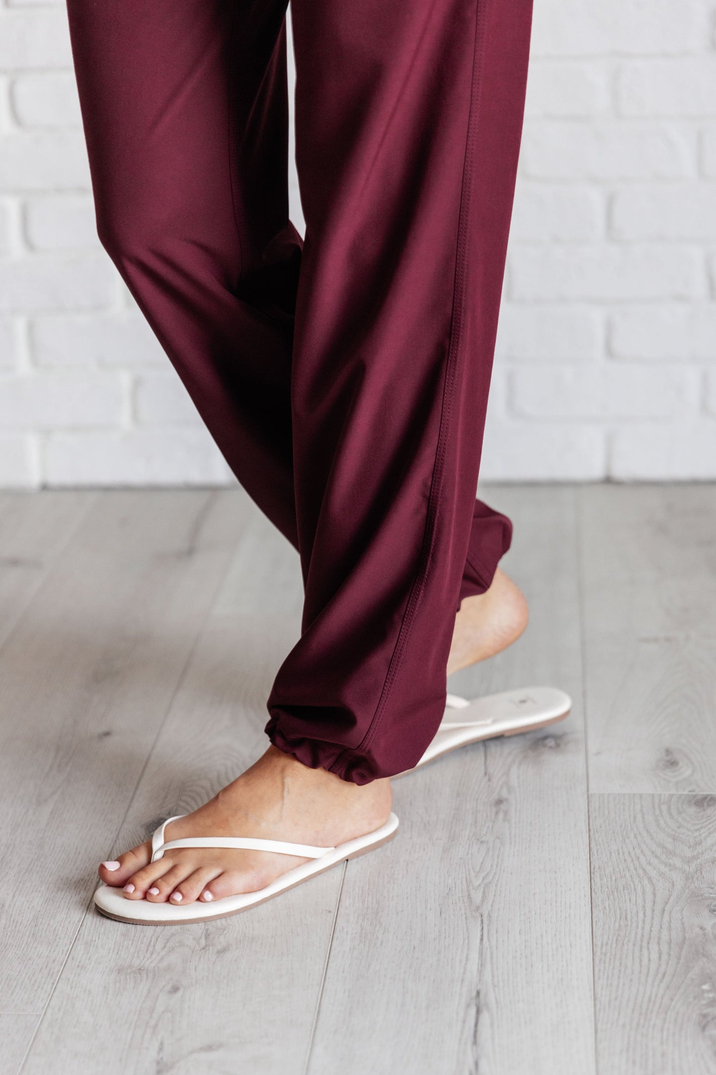 Runner's High Drawstring Joggers in Red Merlot - Rae Mode