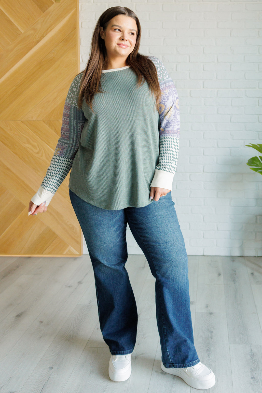 Very Curious Mixed Print Top - 7th Ray