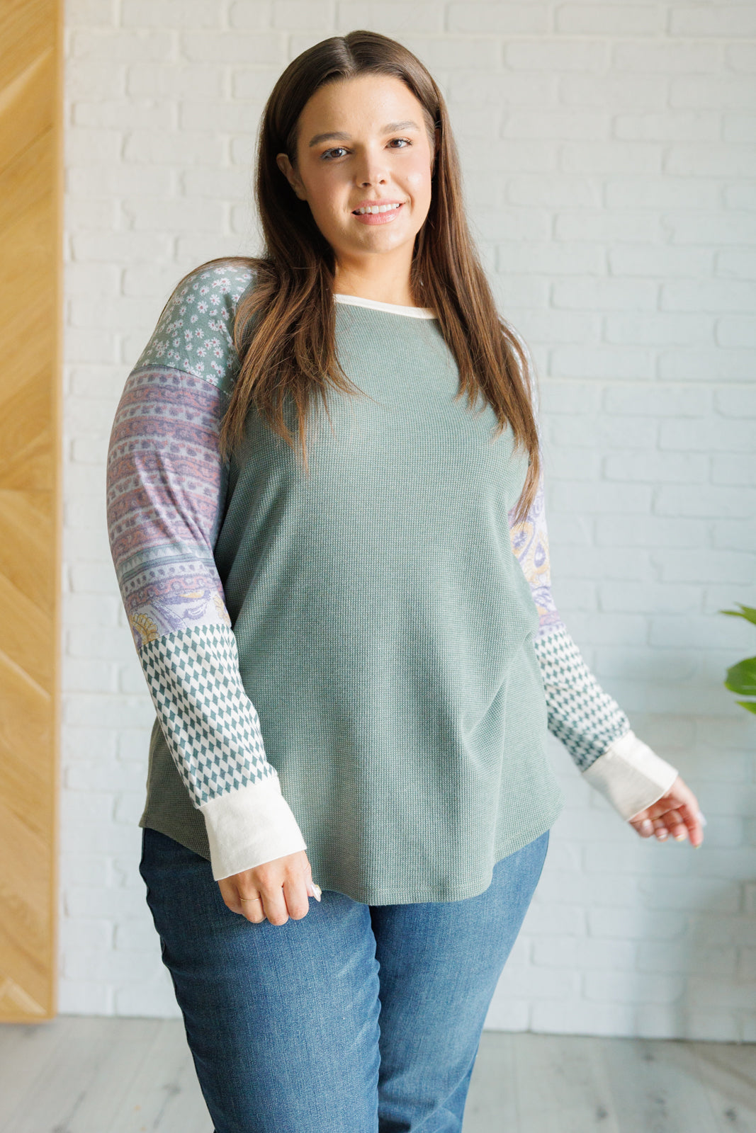Very Curious Mixed Print Top - 7th Ray