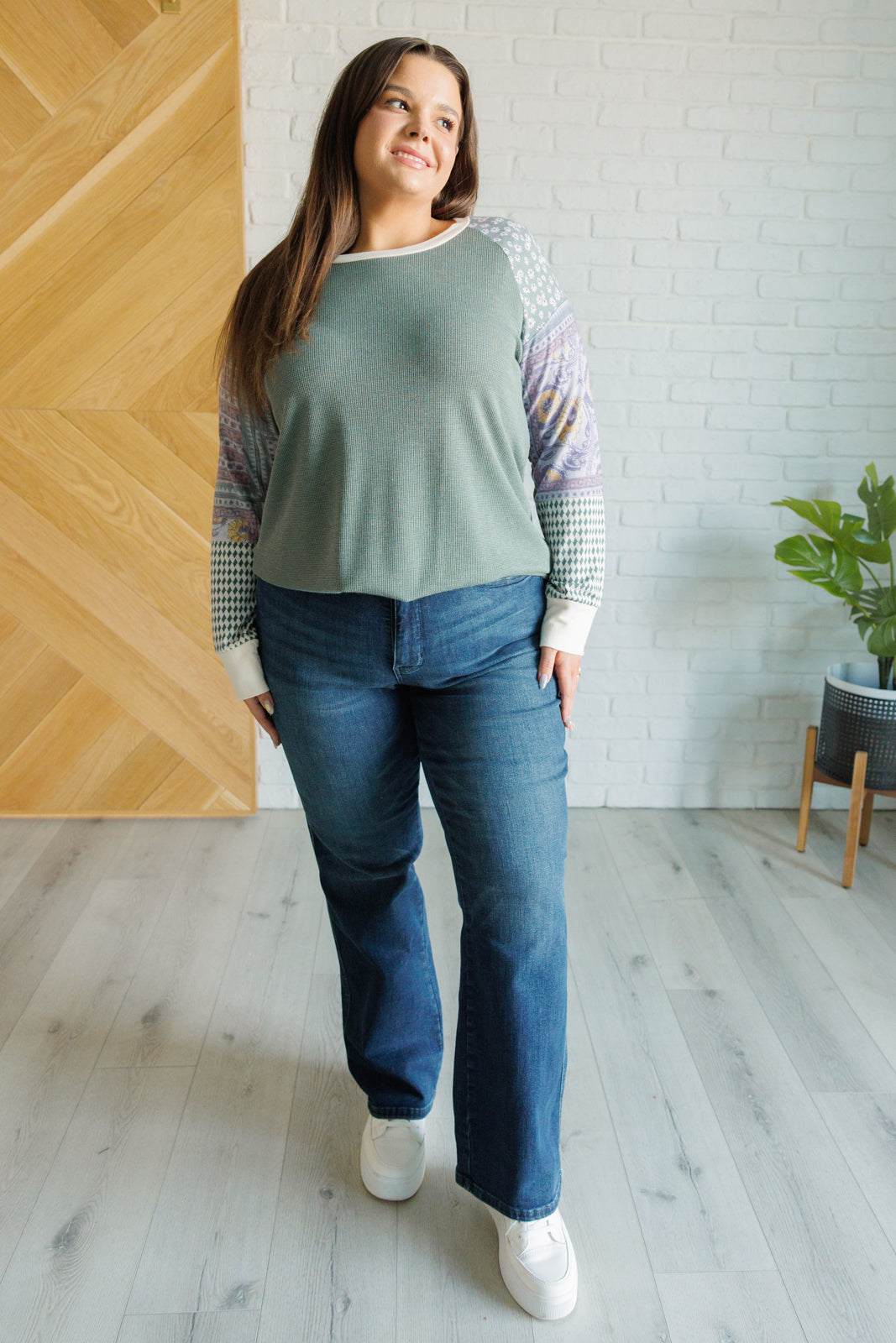 Very Curious Mixed Print Top - 7th Ray