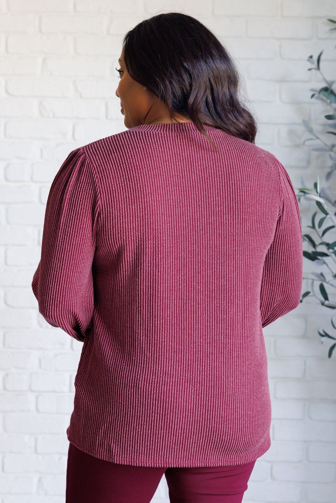 When the Sun Goes Down Mineral Wash Ribbed Knit Top in Wine - Haptics