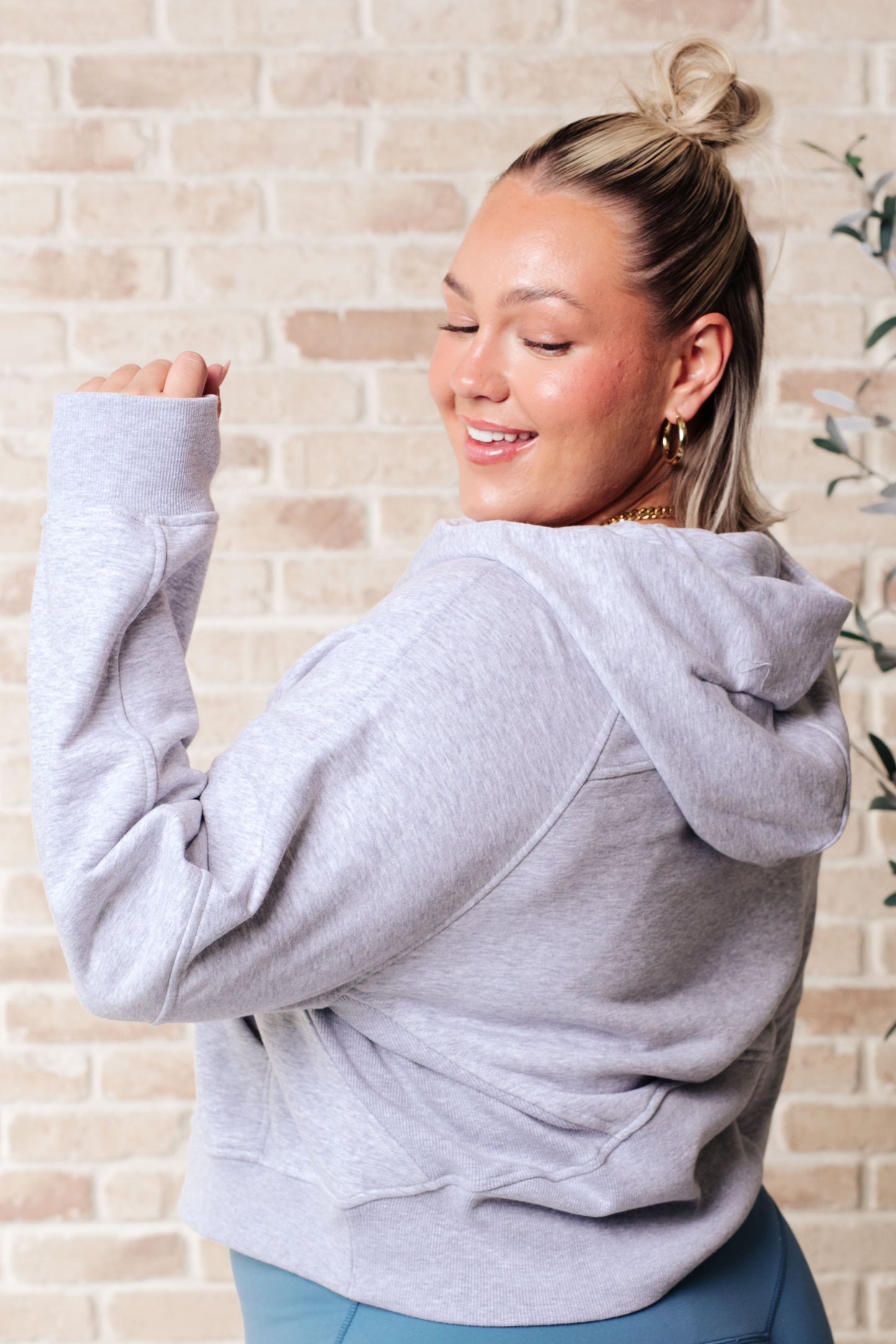 Working Up A Sweat Hooded Pullover in Grey - Rae Mode