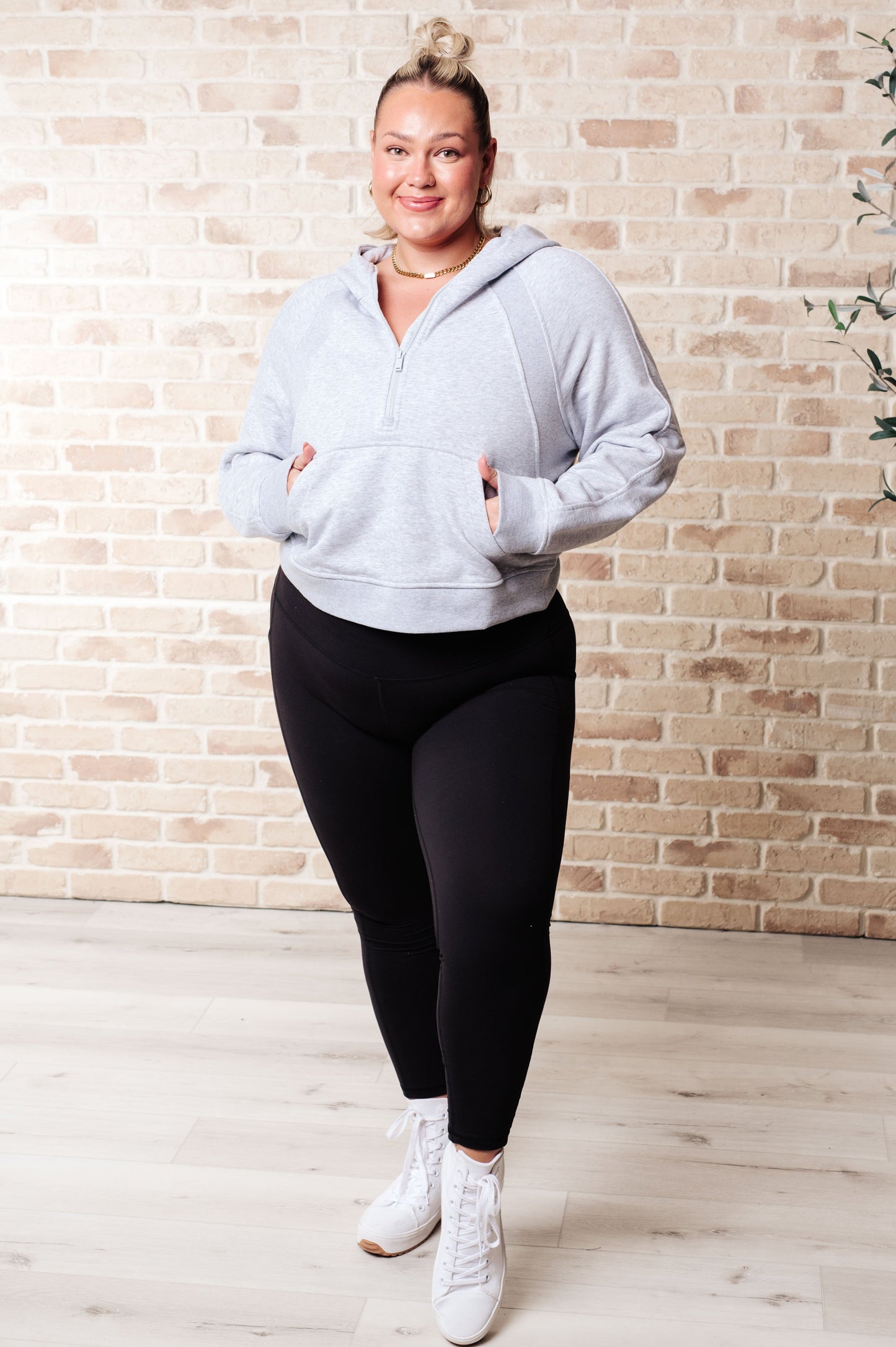 Working Up A Sweat Hooded Pullover in Grey - Rae Mode