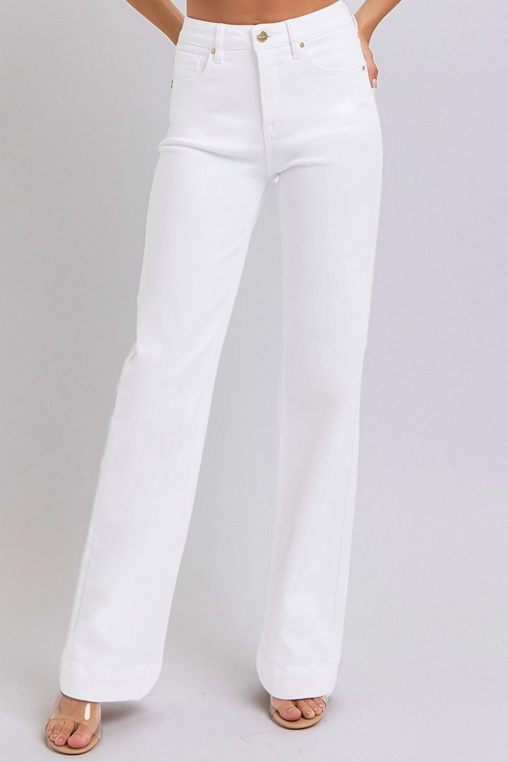 RISEN Full Size High Waist Straight Jeans - White