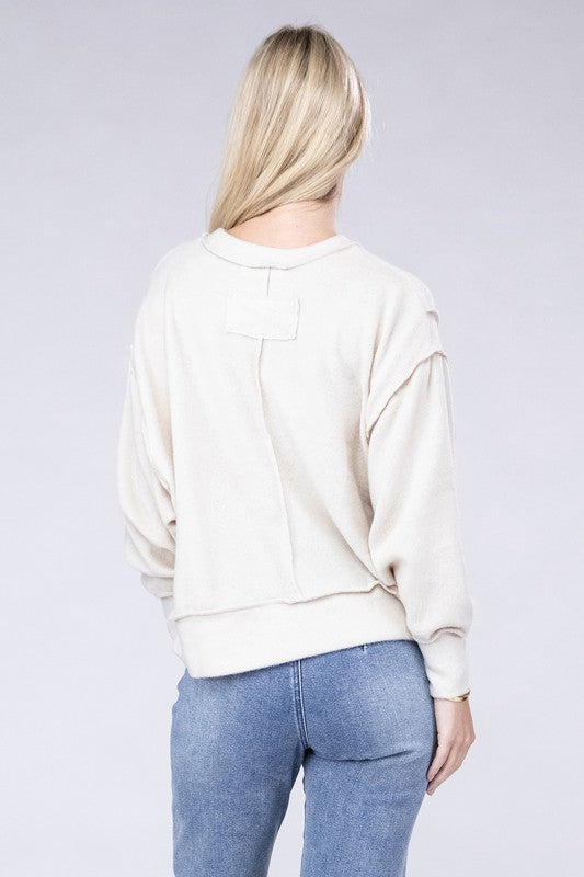 Brushed Melange Hacci Oversized Sweater - Zenana