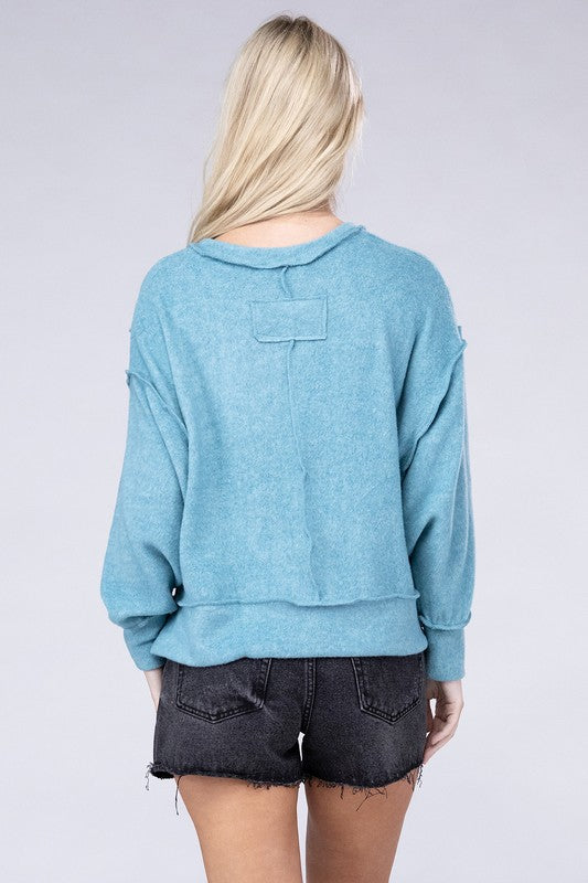 Brushed Melange Hacci Oversized Sweater - Zenana