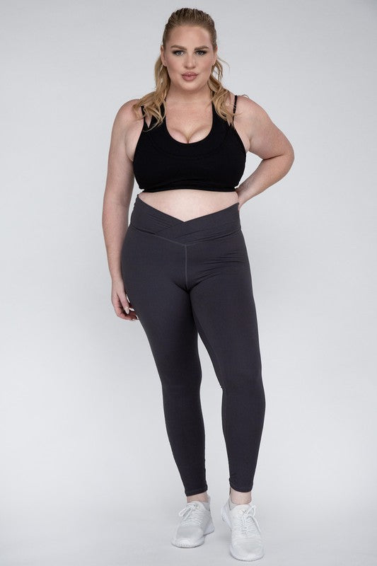 Plus Size V Waist Full Length Leggings - Rae Mode