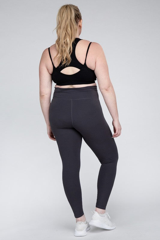 Plus Size V Waist Full Length Leggings - Rae Mode