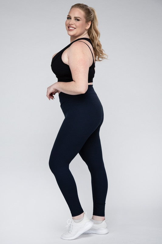 Plus Size V Waist Full Length Leggings - Rae Mode