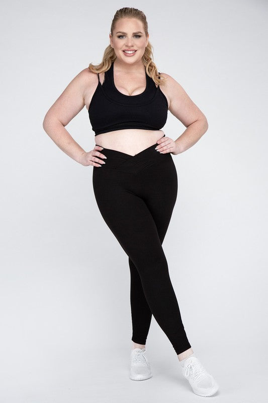 Plus Size V Waist Full Length Leggings - Rae Mode