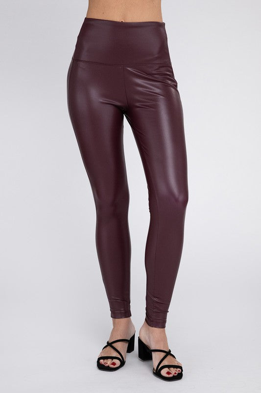 High Rise Faux Leather Leggings - Zenana