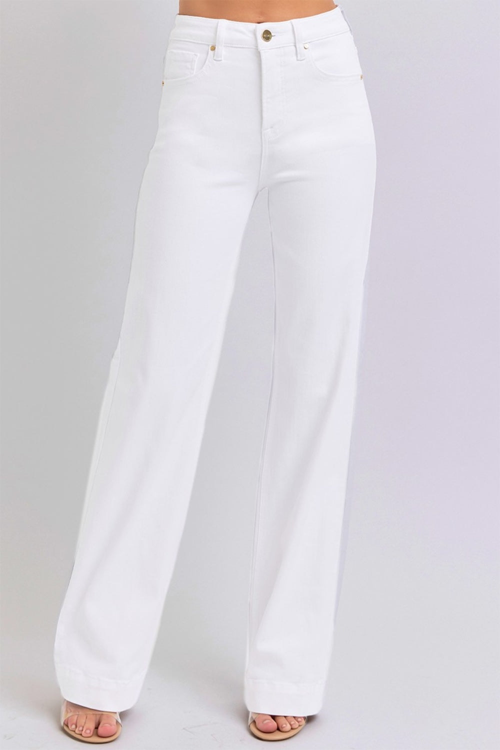 RISEN Full Size High Waist Straight Jeans - White