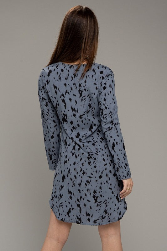 Leopard Animal Print V-Neck Dress