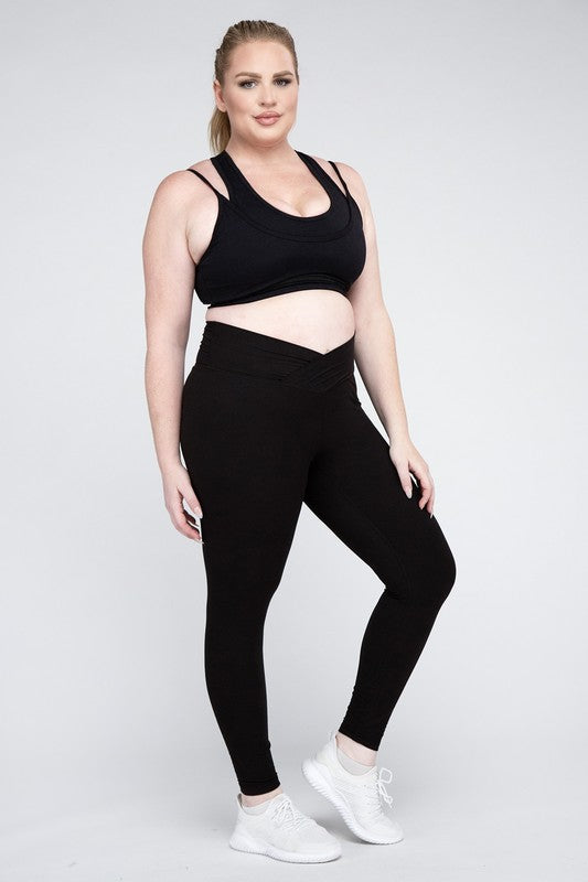Plus Size V Waist Full Length Leggings - Rae Mode