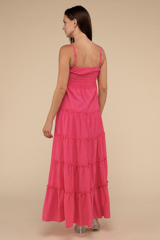 Woven Smocked Top Tiered Cami Maxi Dress - Zenana