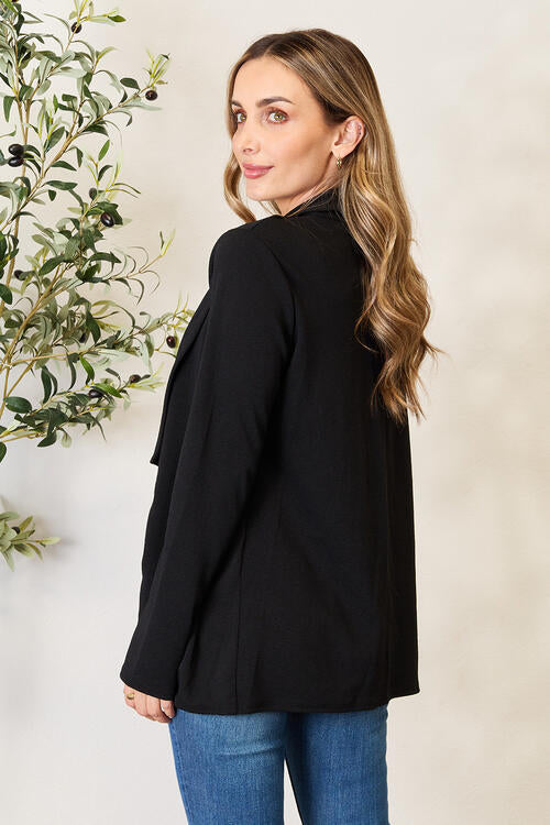 Heimish Open Front Long Sleeve Blazer - Black