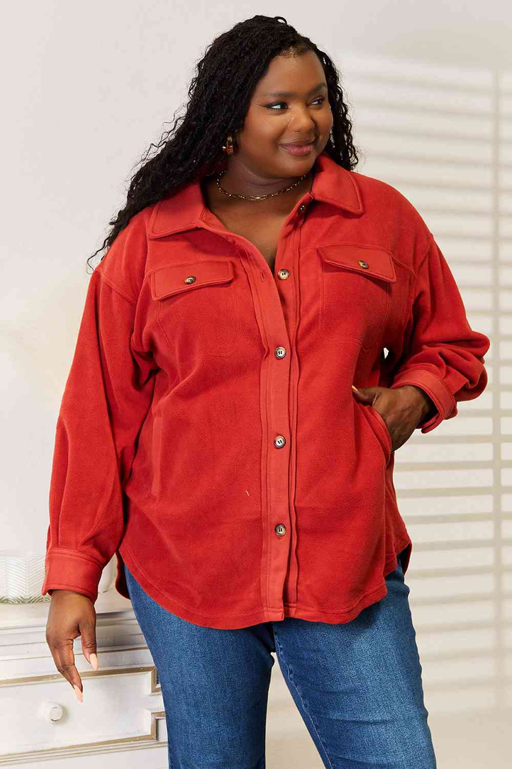 Heimish Cozy Girl Button Down Shacket - Rust