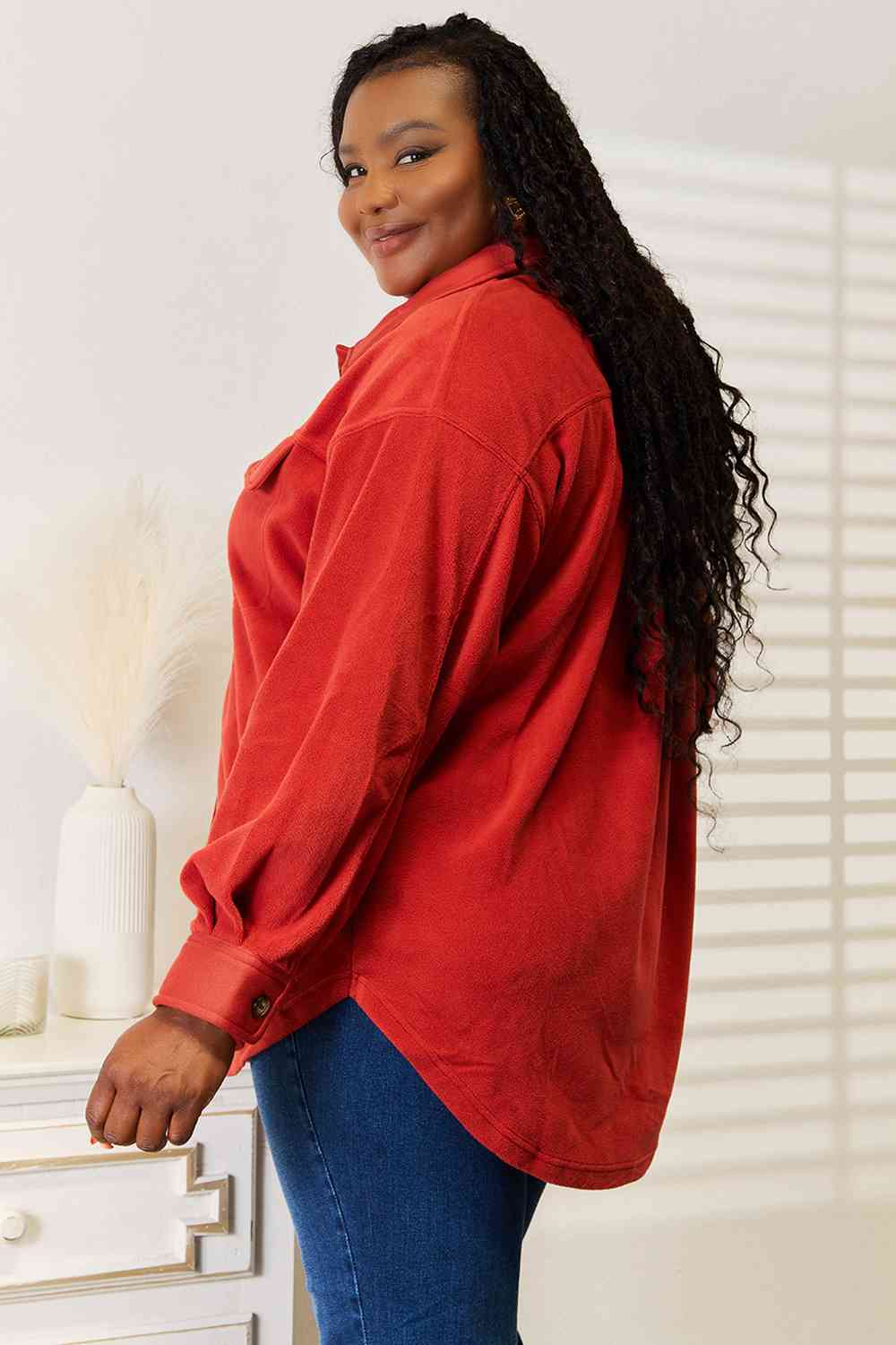 Heimish Cozy Girl Button Down Shacket - Rust