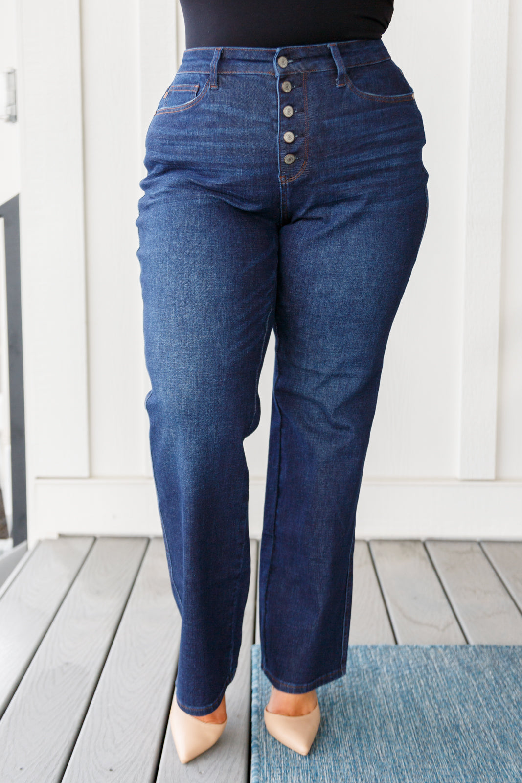 Arlo High Rise Button-Fly Straight Jeans - Judy Blue