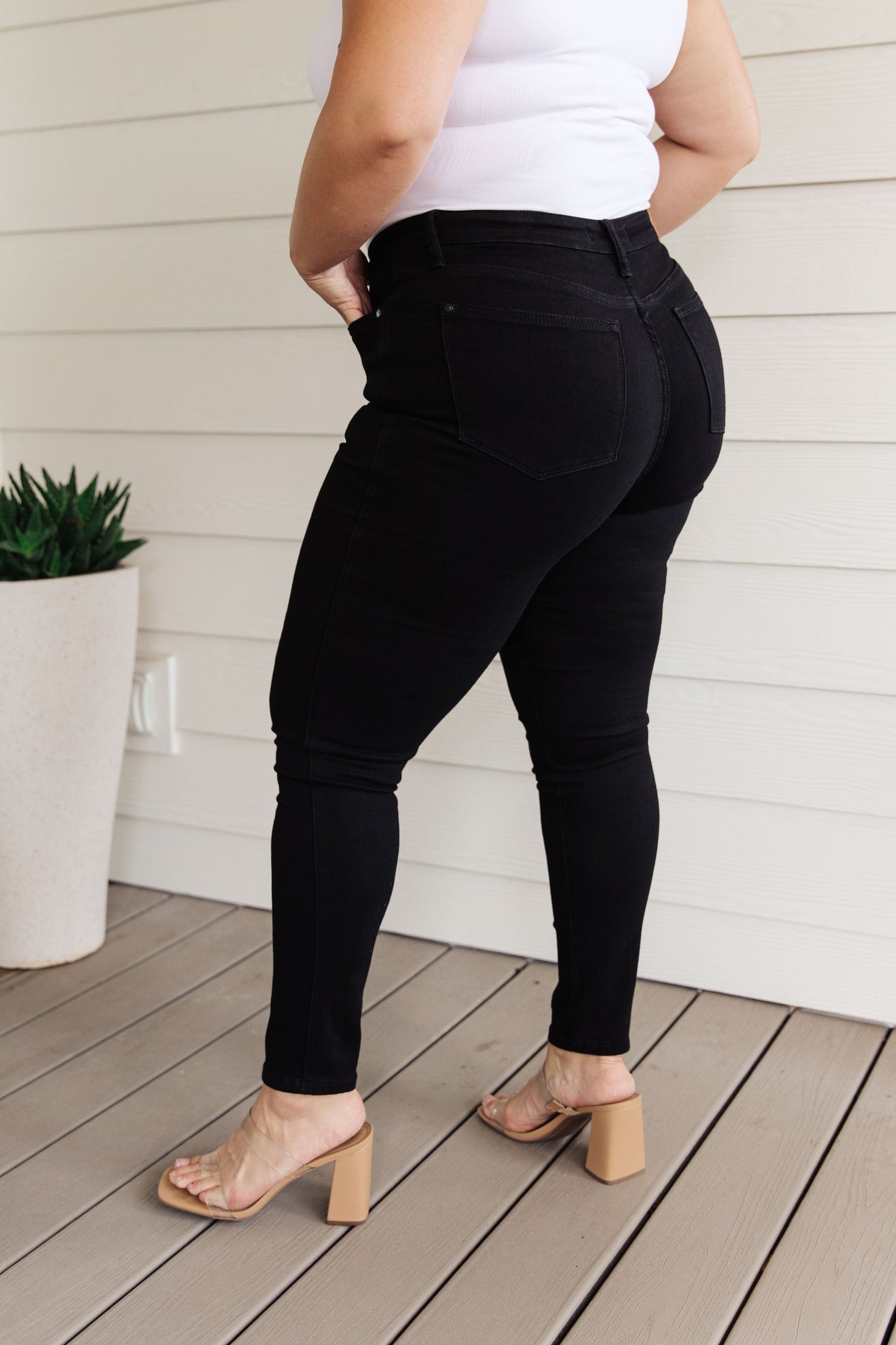 Audrey High Rise Control Top Classic Skinny Jeans in Black - Judy Blue