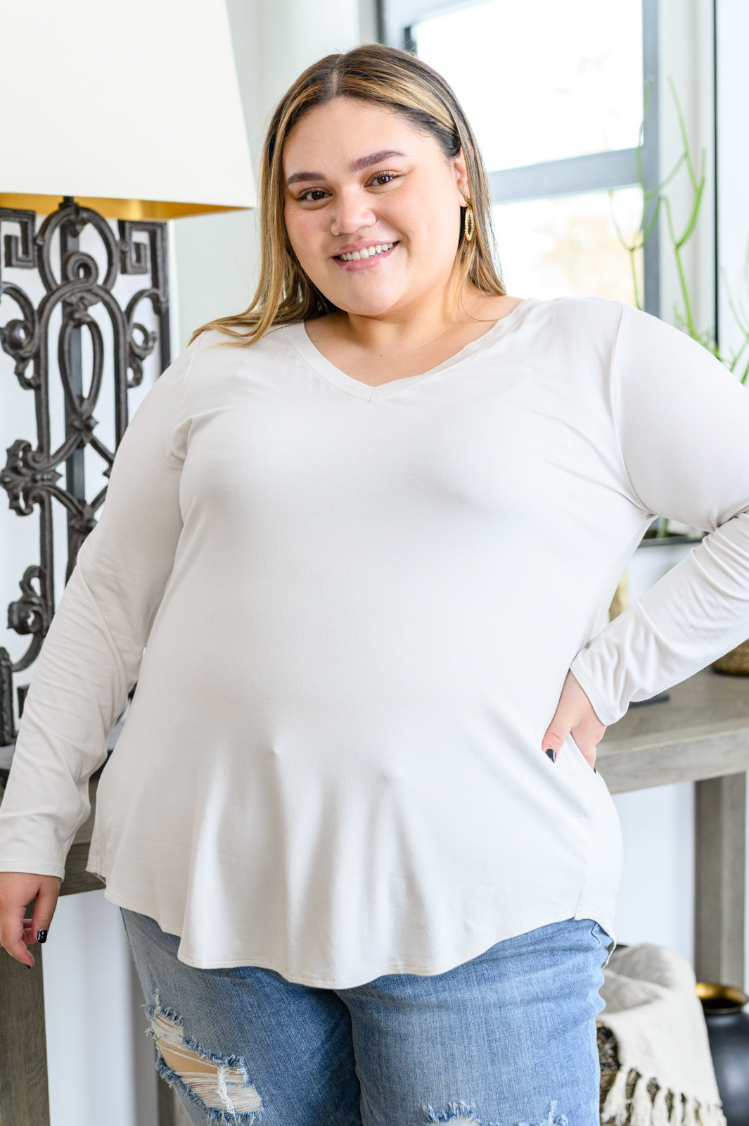 Baby Waffle Long Sleeve Top in Light Plum - Zenana