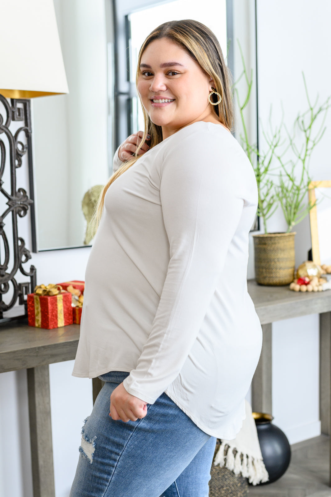 Baby Waffle Long Sleeve Top in Light Plum - Zenana
