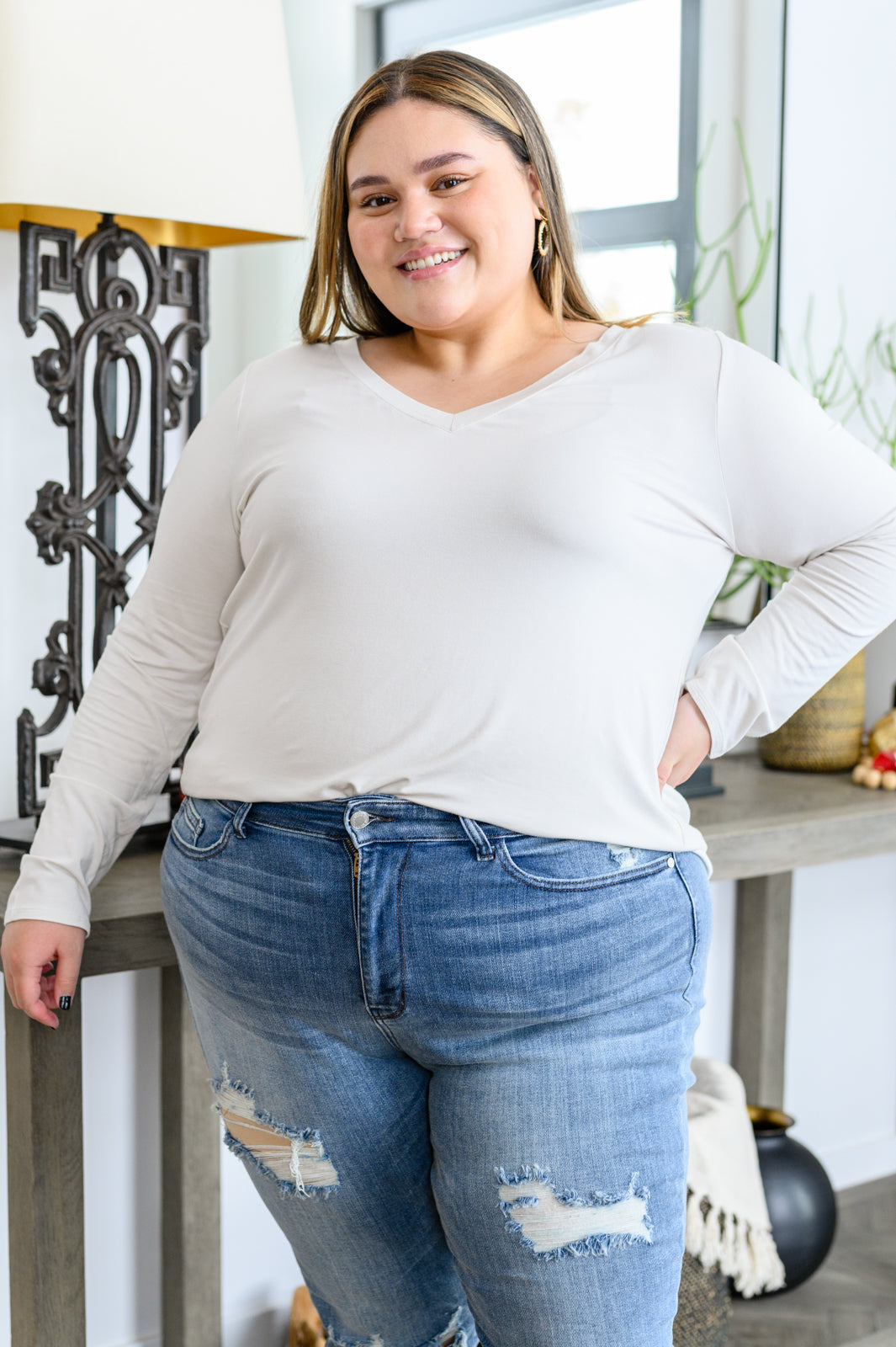 Baby Waffle Long Sleeve Top in Light Plum - Zenana