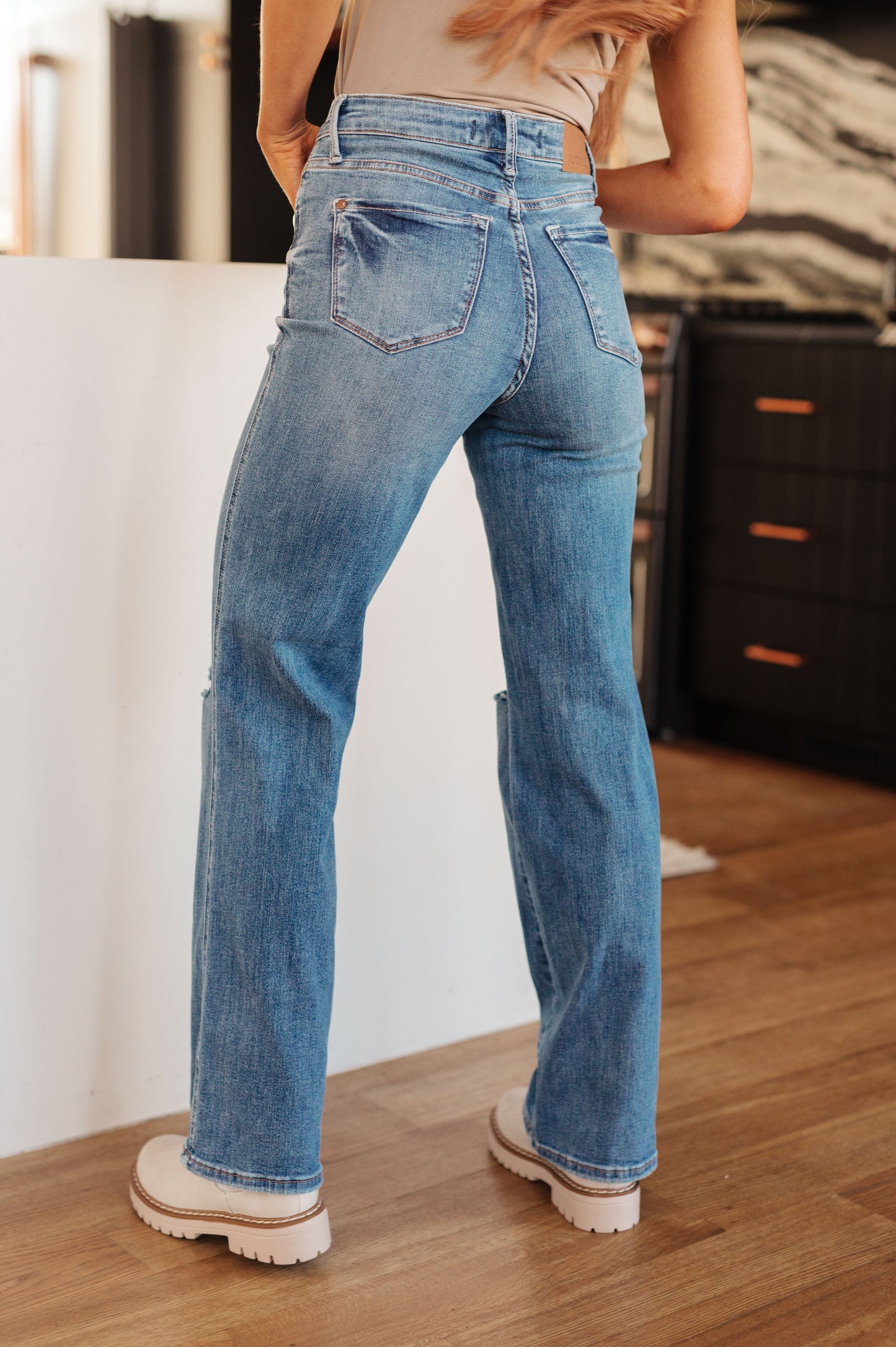 Bree High Rise Control Top Distressed Straight Jeans - Judy Blue