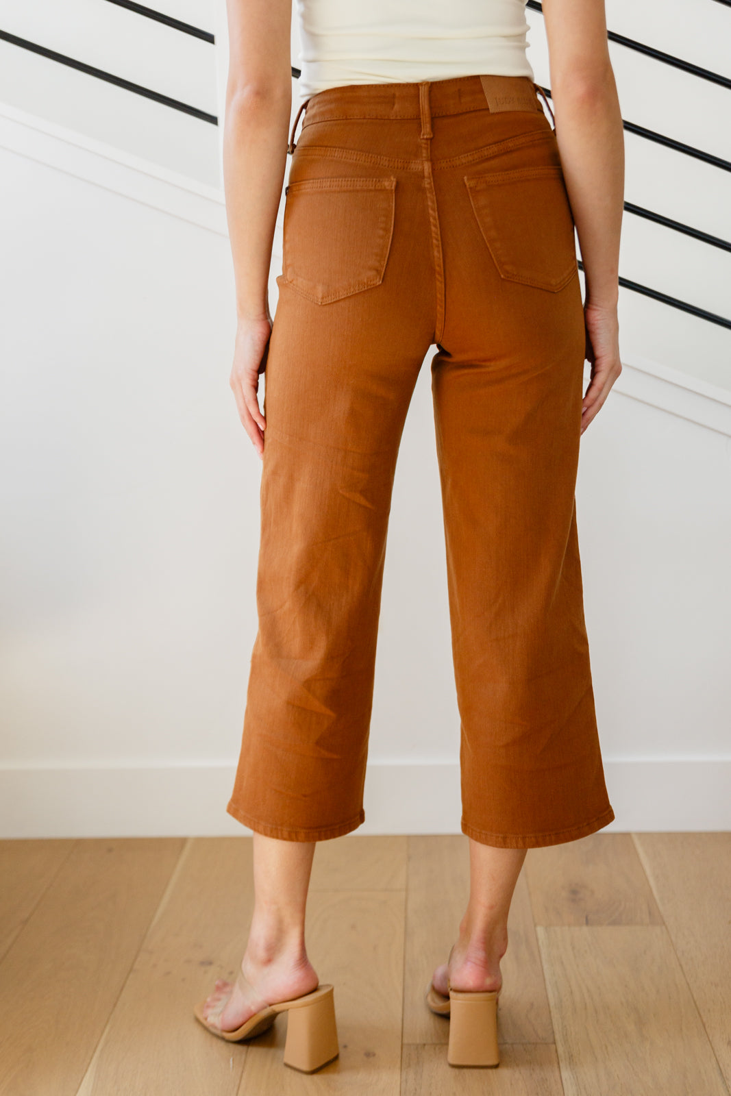 Briar High Rise Control Top Wide Leg Crop Jeans in Camel - Judy Blue