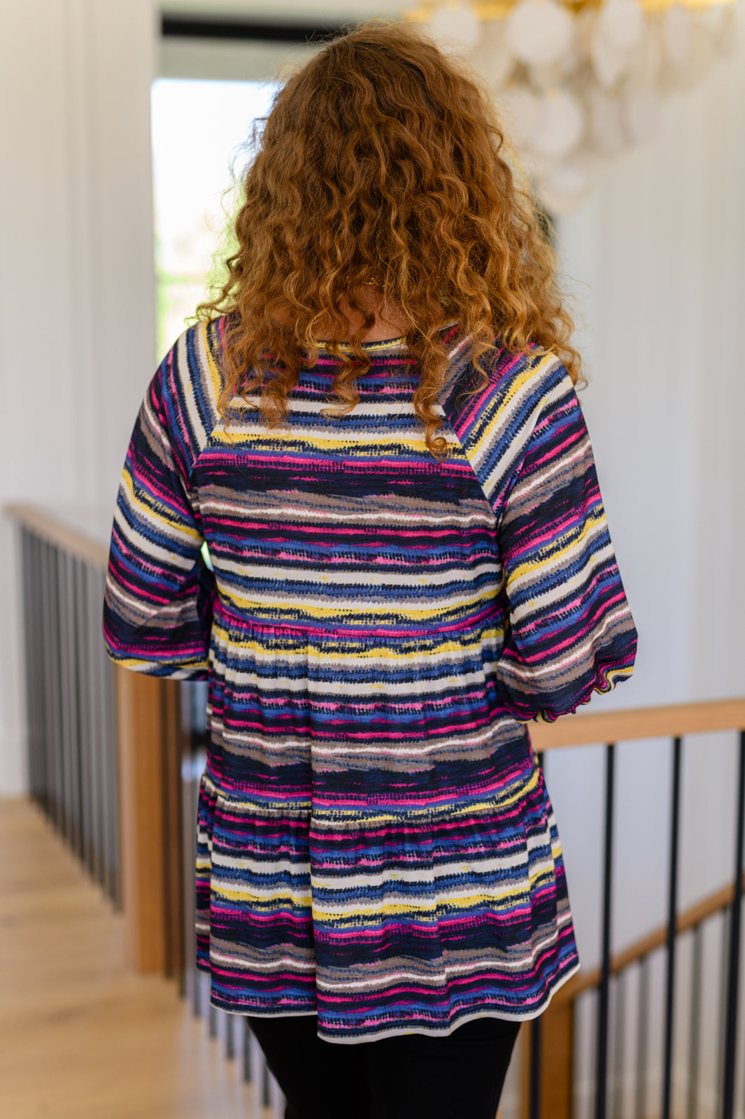 Circle Back Striped V-Neck Top - Shopin La