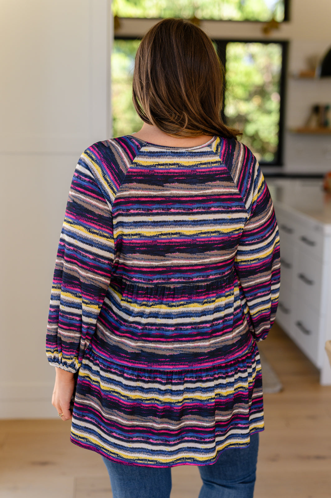 Circle Back Striped V-Neck Top - Shopin La