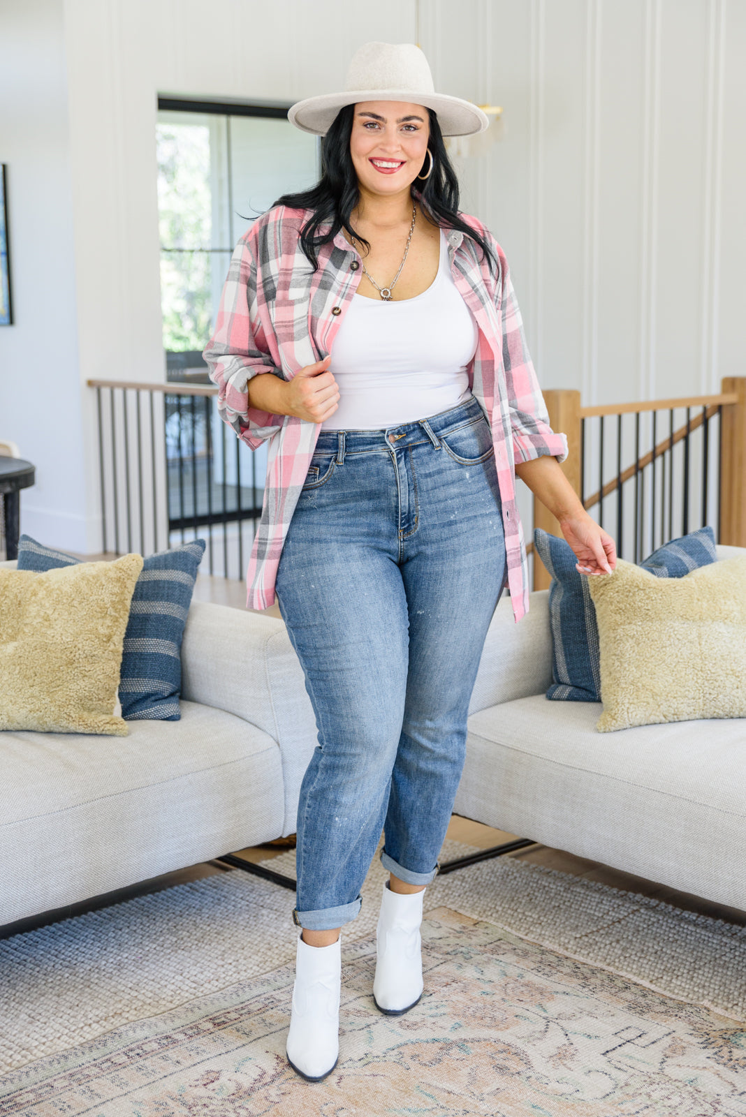 Corey Hi Rise Bleach Splash Boyfriend Jeans - Judy Blue
