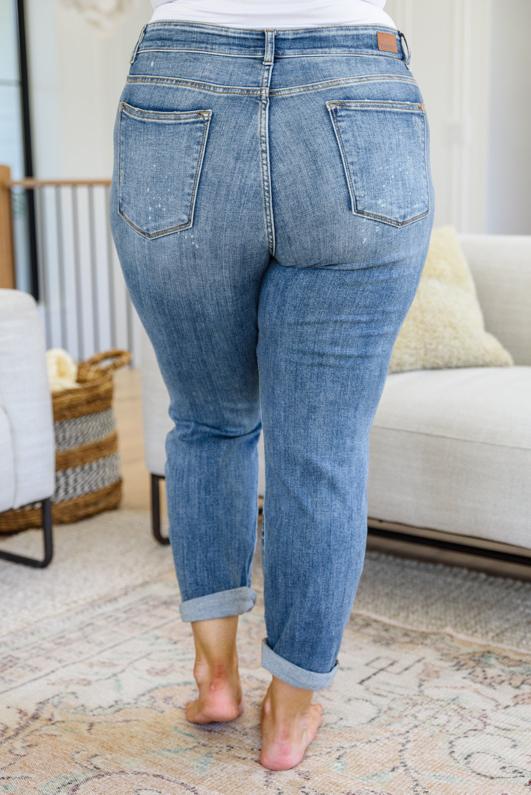 Corey Hi Rise Bleach Splash Boyfriend Jeans - Judy Blue