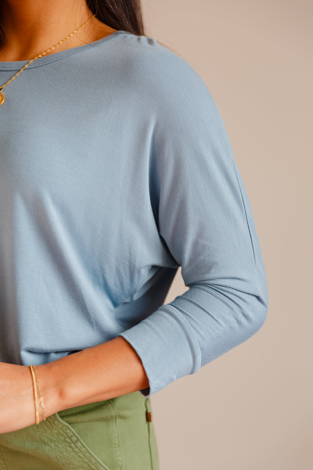 Daytime Boat Neck Top in Blue Gray - Zenana