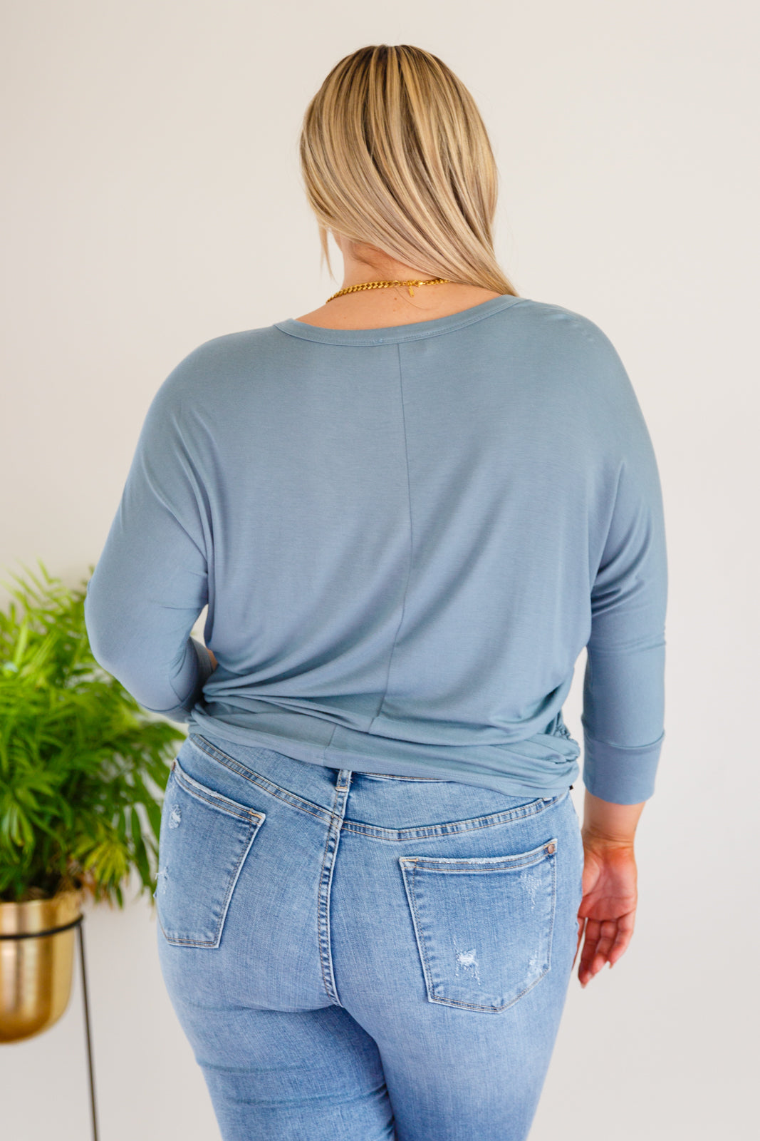 Daytime Boat Neck Top in Blue Gray - Zenana