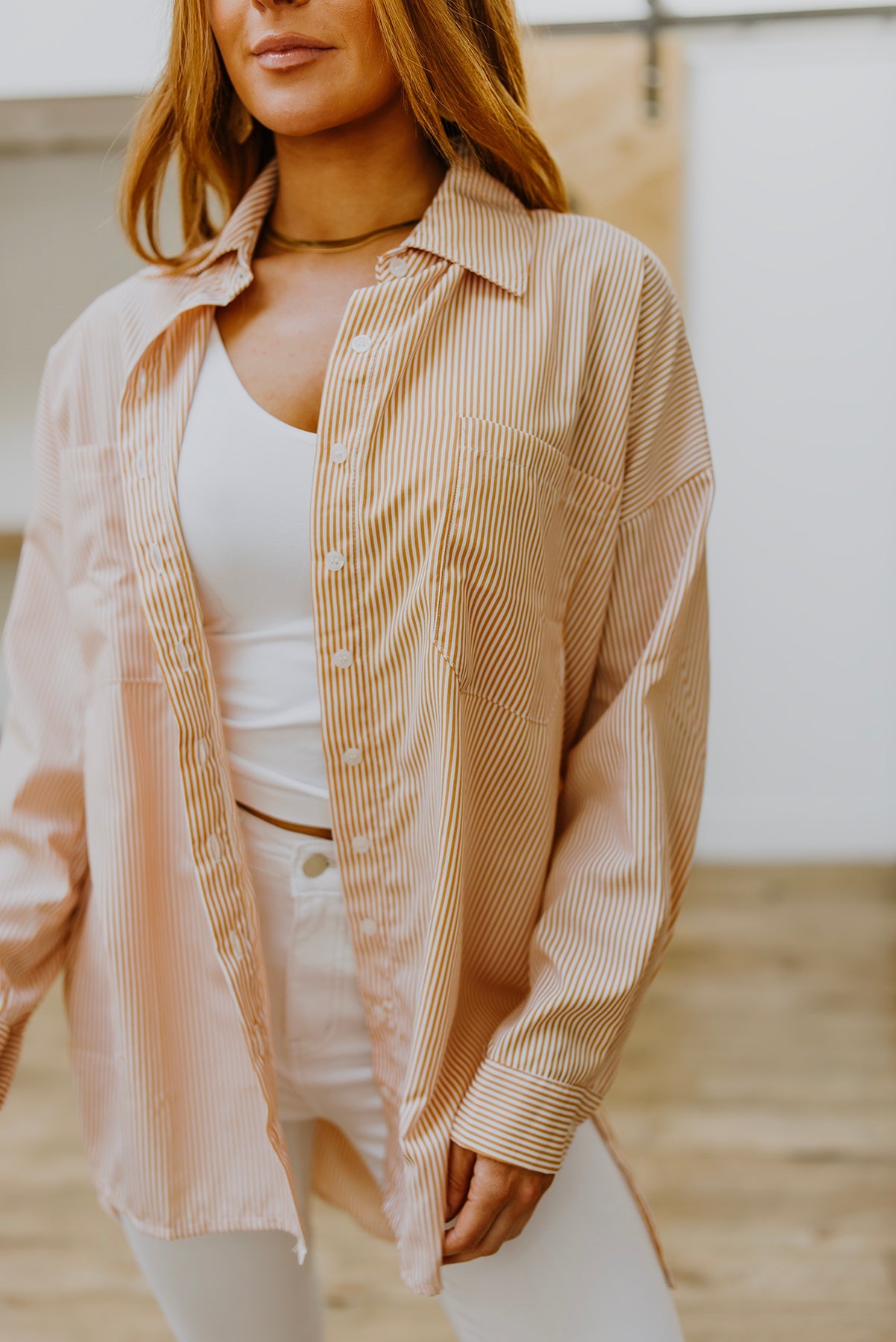 Easy On The Eyes Striped Button Up - Zenana