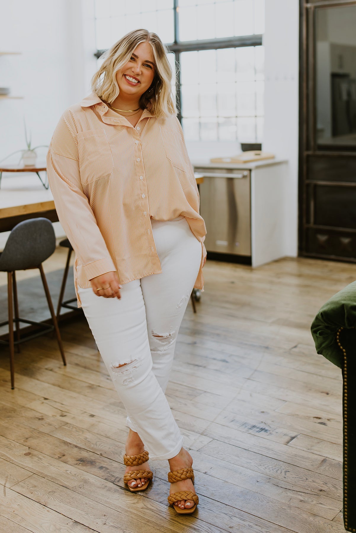 Easy On The Eyes Striped Button Up - Zenana